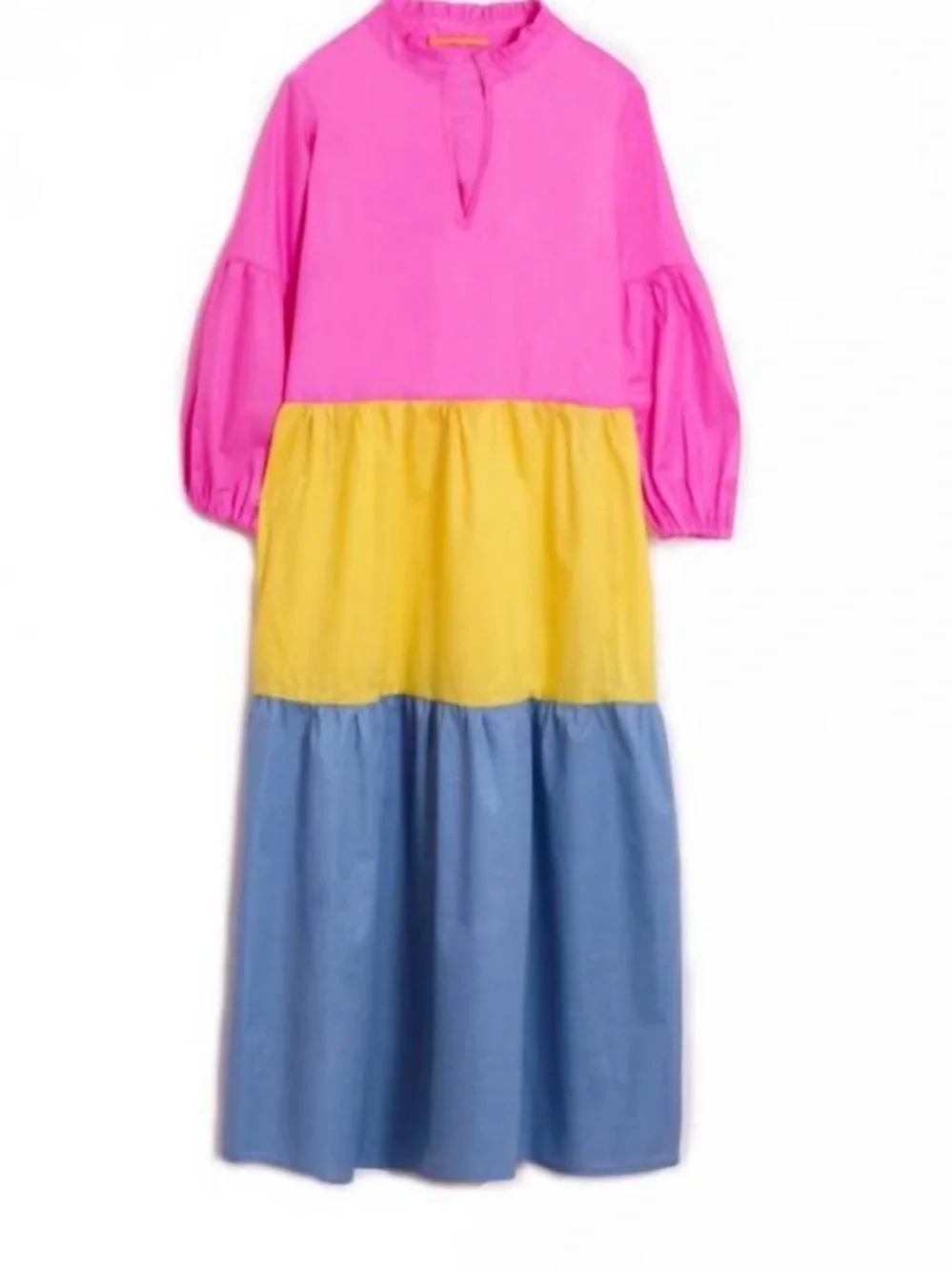 Vilagallo Tiered Maxi Dress - , Yellow, Pink & Blue!!! 4 - Picture 3 of 5